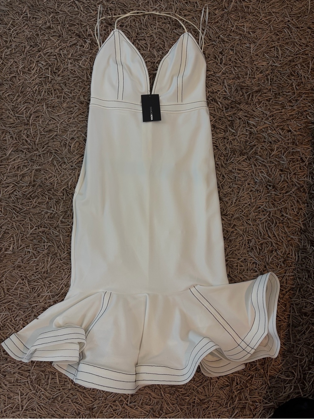 Fashion Nova Cream Spaghetti-Strap Mermaid Hem Midi Dress